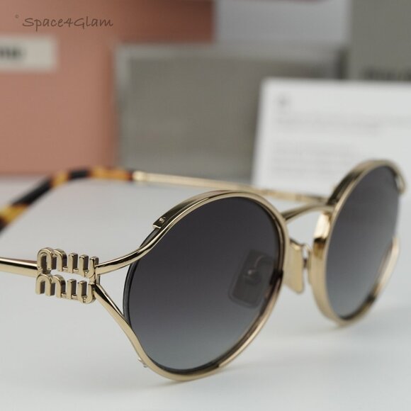 Miu Miu Women Sunglasses Pale Gold Grey Gradient Oval MU52YS ZVN5D1 BRAND NEW main image 8